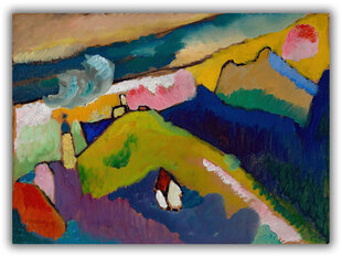 Reprodukcija Murnau – Kalnu ainava ar baznīcu (Vasilijs Kandinskis), 100x70 cm cena un informācija | Gleznas | 220.lv