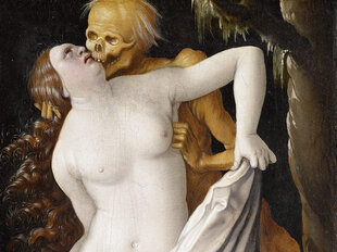 Reprodukcija Nāve un sieviete (Hanss Baldungs), 60x30 cm cena un informācija | Gleznas | 220.lv