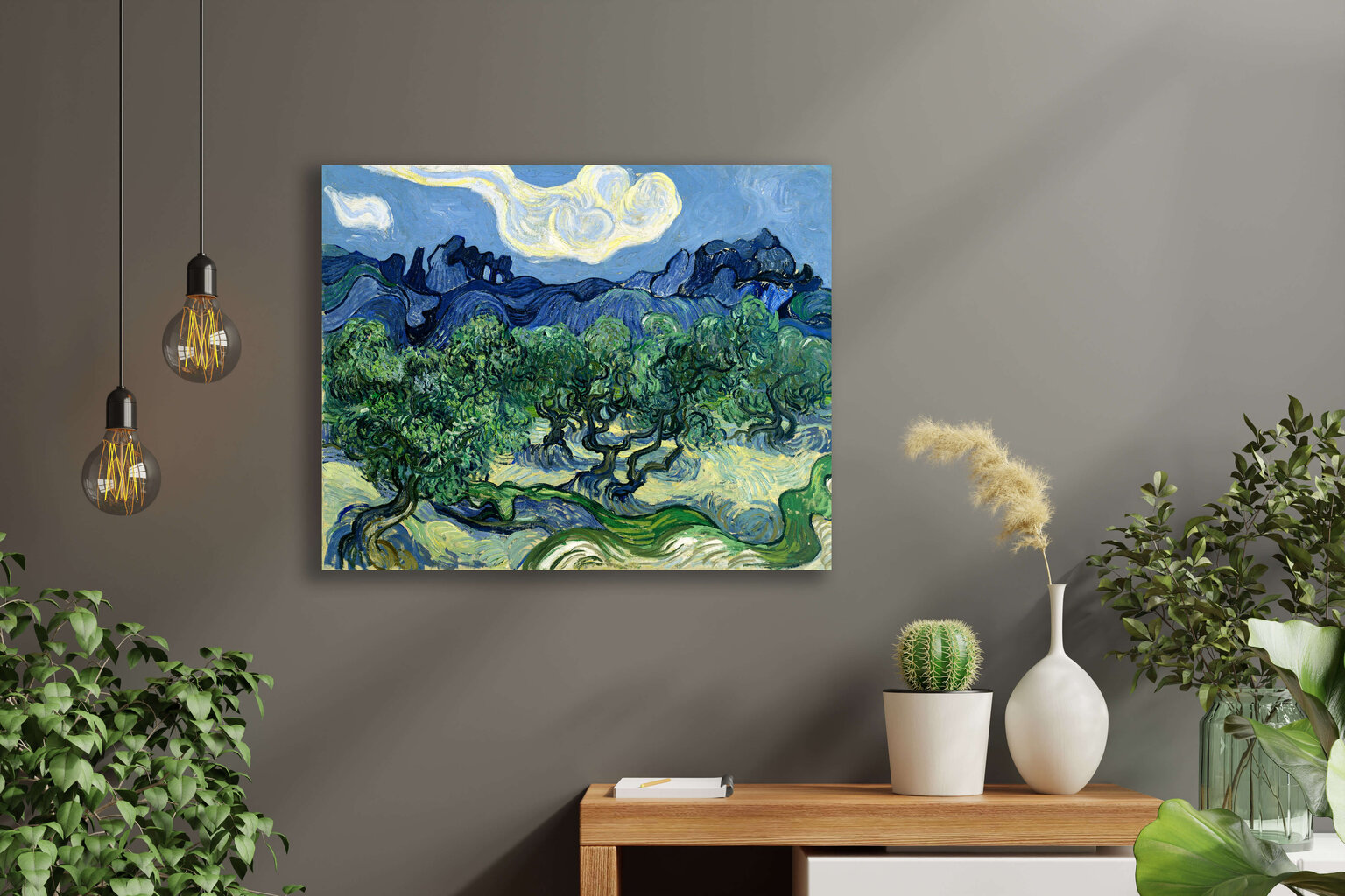 Reprodukcija Olīvkoki uz Alpiļu fona (Vinsents van Gogs), 40x60 cm цена и информация | Gleznas | 220.lv