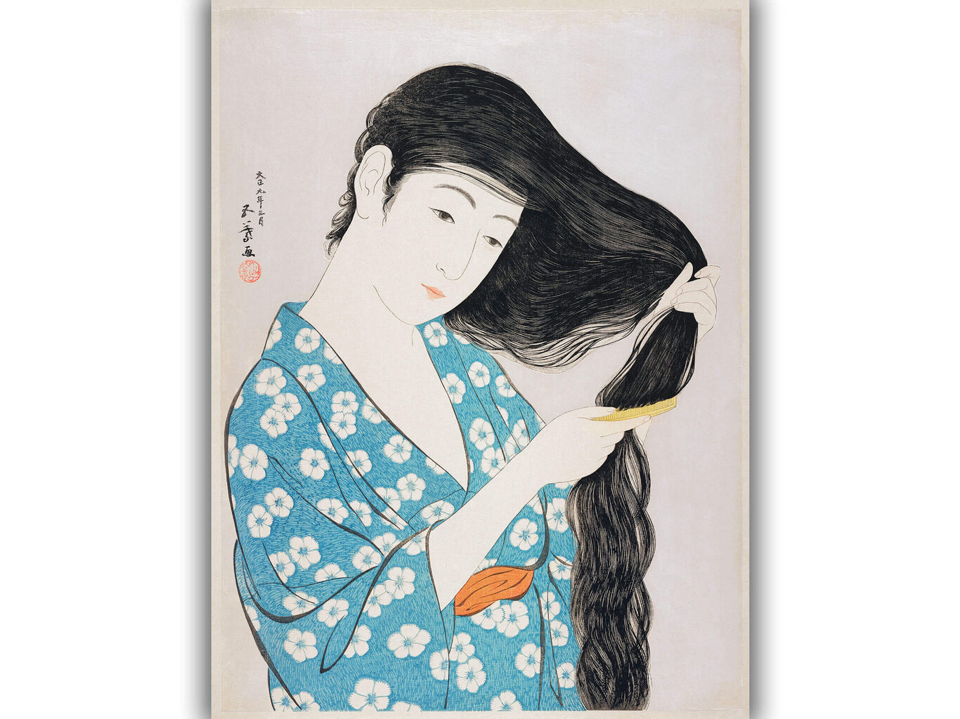 Reprodukcija Sieviete, kura ķemmē matus (Gojo Hasiguti), 100x70 cm цена и информация | Gleznas | 220.lv
