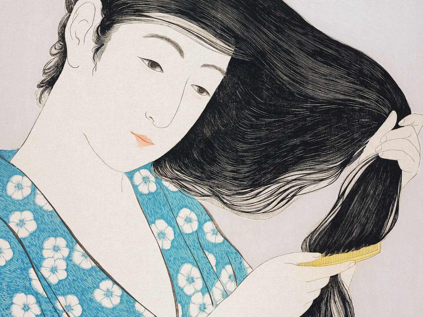 Reprodukcija Sieviete, kura ķemmē matus (Gojo Hasiguti), 100x70 cm цена и информация | Gleznas | 220.lv