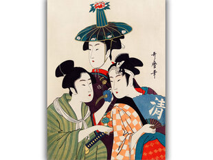 Reprodukcija Trīs jaunieši vai jaunietes (Utamaro Kitagava), 100x70 cm cena un informācija | Gleznas | 220.lv