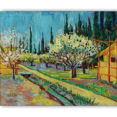 Репродукция Цветущий сад в окружении кипарисов (Винсент Ван Гог), 30x40 см цена и информация | Картины | 220.lv