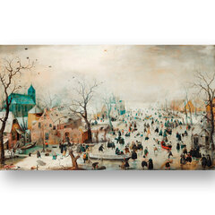 Reprodukcija Ziemas ainava ar slidotājiem (Hendriks Averkamps), 60x80 cm cena un informācija | Gleznas | 220.lv