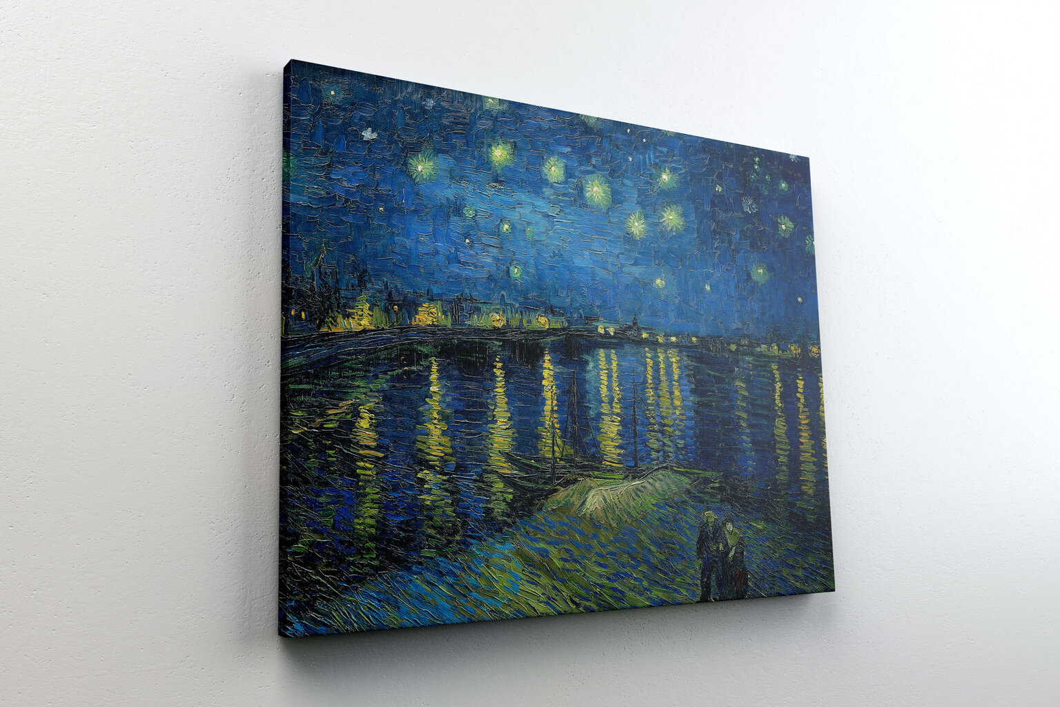 Reprodukcija Zvaigžņotā nakts virs Ronas (Vinsents van Gogs), 100x70 cm cena un informācija | Gleznas | 220.lv