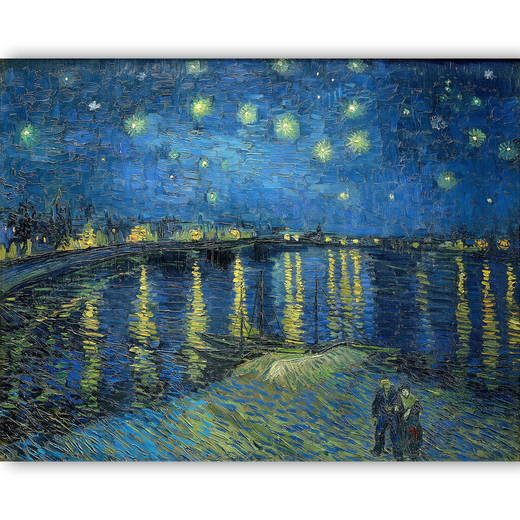 Reprodukcija Zvaigžņotā nakts virs Ronas (Vinsents van Gogs), 100x70 cm cena un informācija | Gleznas | 220.lv