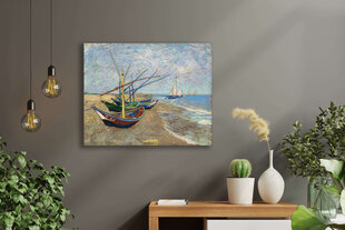 Reprodukcija Zvejas laivas Senmarī krastā (Vinsents van Gogs), 100x70 cm cena un informācija | Gleznas | 220.lv