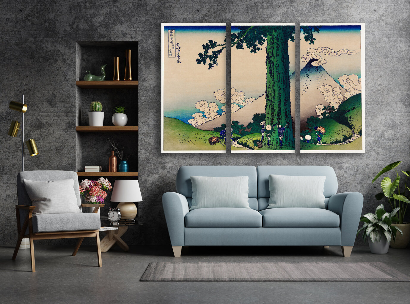 Glezna 3 daļas Misima pāreja Kai provincē, Kacušika Hokusai, 150x100 cm, Wolf Kult цена и информация | Gleznas | 220.lv