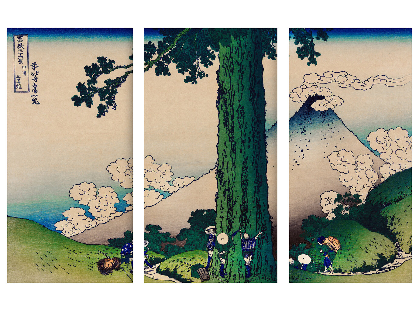 Glezna 3 daļas Misima pāreja Kai provincē, Kacušika Hokusai, 150x100 cm, Wolf Kult цена и информация | Gleznas | 220.lv