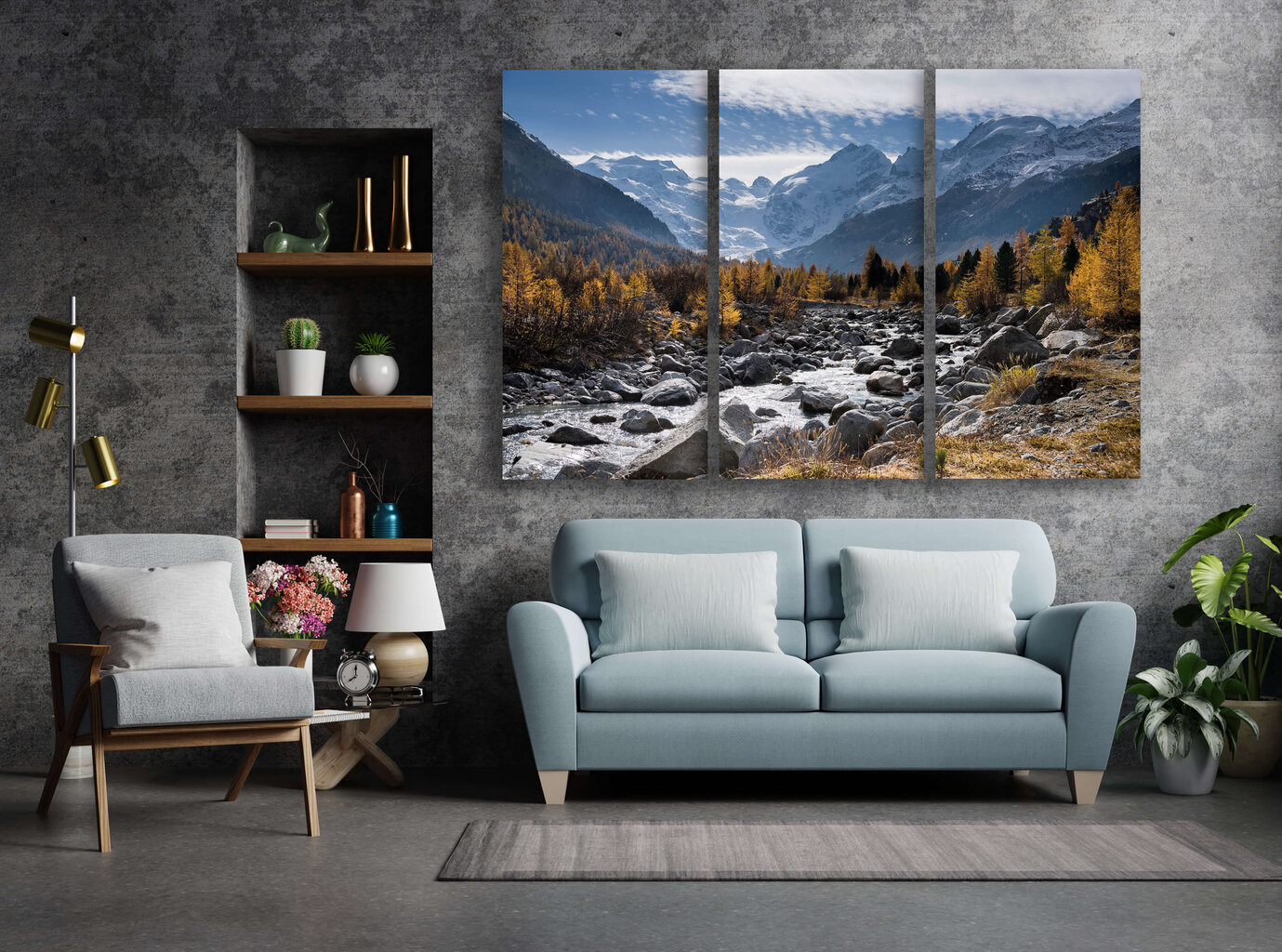 Glezna 3 daļas Rudenīgi kalni, 120x80 cm, Wolf Kult cena un informācija | Gleznas | 220.lv