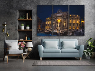 Триптих Фонтан Треви ночью, 120x80 см, Wolf Kult цена и информация | Картины | 220.lv