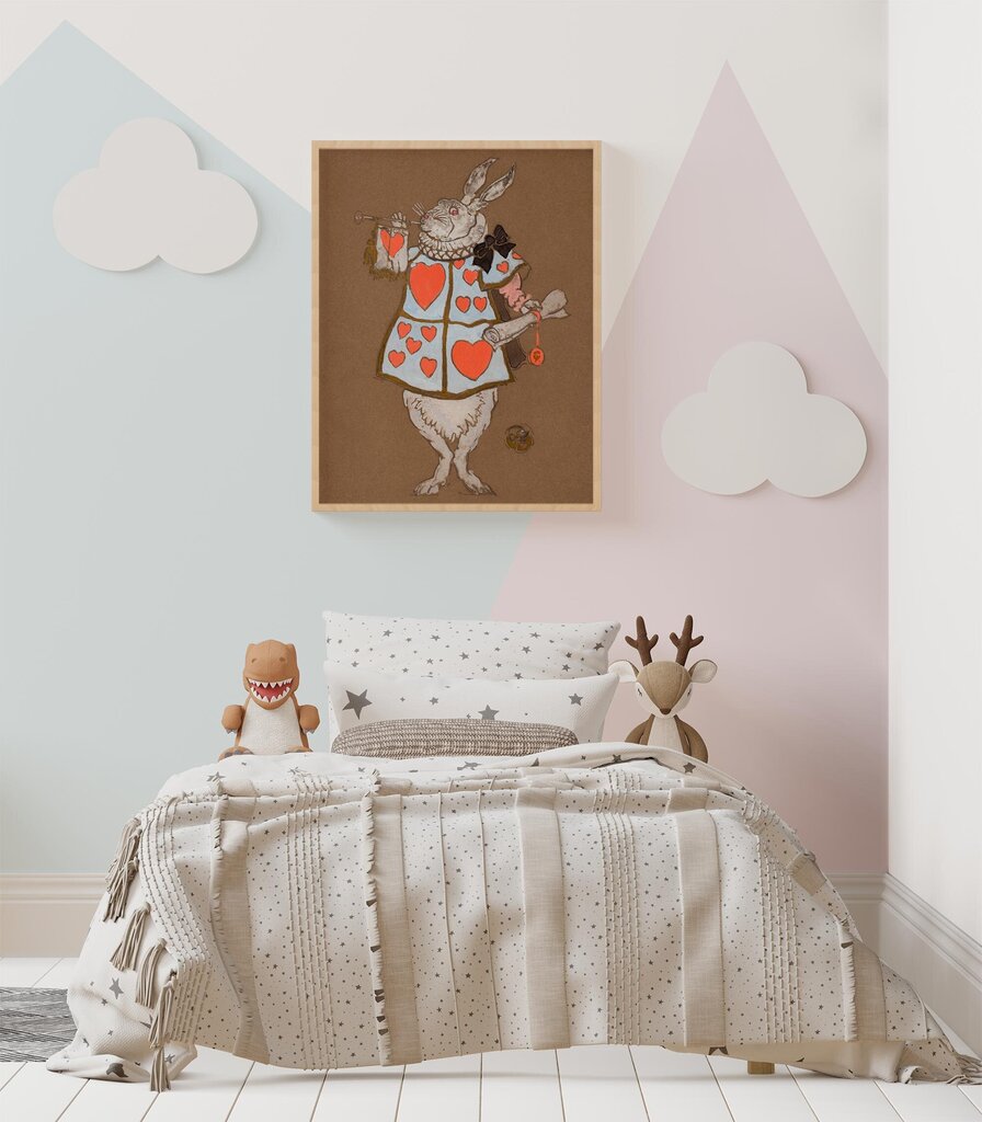 Vintāžas plakāts bērniem Alise brīnumzemē: Balts trusis, 59x84 cm (A1), cena un informācija | Gleznas | 220.lv