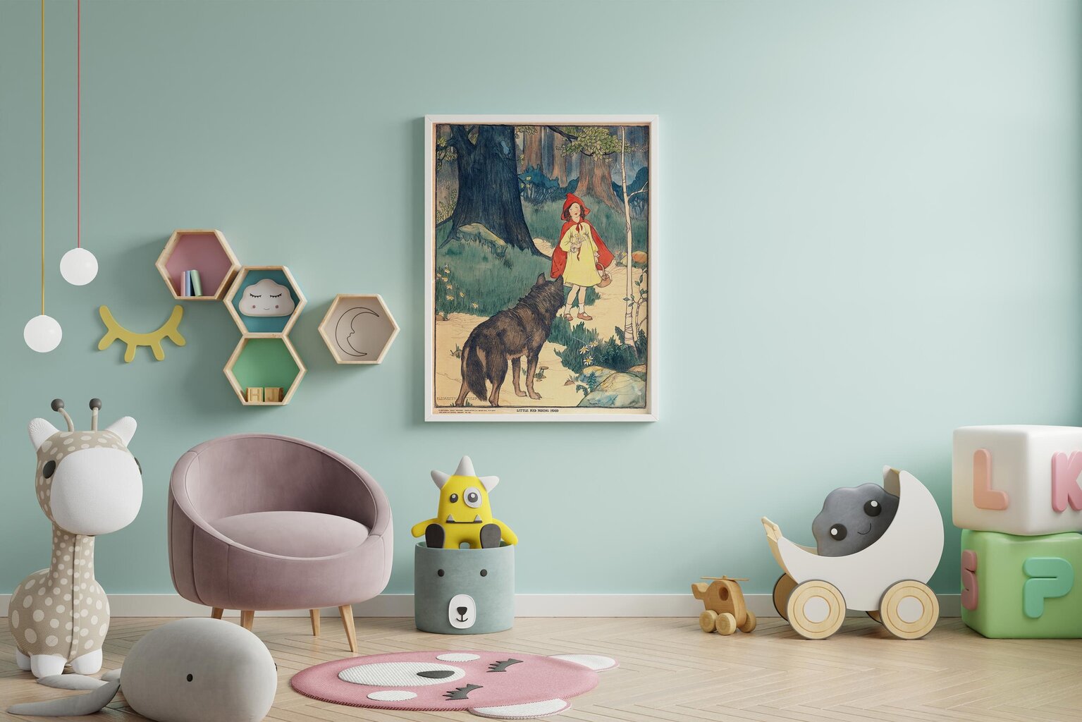 Vintāžas plakāts bērniem Sarkangalvīte, 42x59 cm (A2), cena un informācija | Gleznas | 220.lv
