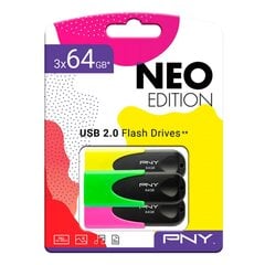 PNY Sort Multifarvet 64 GB USB 2.0 цена и информация | USB накопители | 220.lv