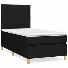 vidaXL atsperu gultas rāmis ar matraci, melna audums, 100x200 cm cena un informācija | Gultas | 220.lv