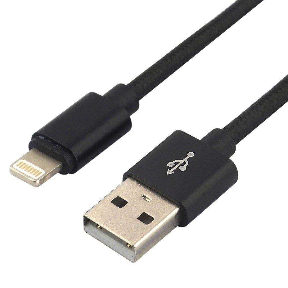 Pīts kabelis USB-Lightning/iPhone everActive CBB-1IB 100 cm ar atbalstu ātrai uzlādei līdz 2.4A, melns cena un informācija | Kabeļi un vadi | 220.lv