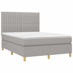 vidaXL atsperu gultas rāmis ar matraci, gaiši pelēka audums, 140x200cm цена и информация | Кровати | 220.lv