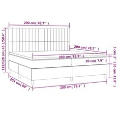 vidaXL atsperu gulta ar matraci, gaiši pelēka audums, 200x200cm цена и информация | Кровати | 220.lv