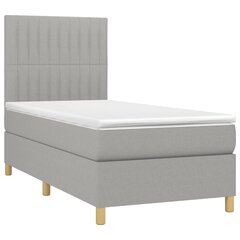 vidaXL atsperu gultas rāmis ar matraci, gaiši pelēka audums, 80x200 cm cena un informācija | Gultas | 220.lv
