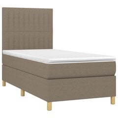 vidaXL atsperu gulta ar matraci, pelēkbrūns, 90x190 cm, audums cena un informācija | Gultas | 220.lv