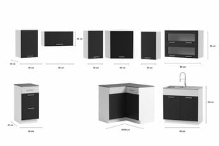Угловая кухонная мебель ТАМАРА-черный полыск (черный глянцевый) цена и информация | Кухонные гарнитуры | 220.lv