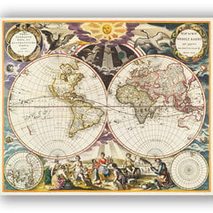 Plakāts Vecās pasaules karte 1863, 59x84 cm (A1), Wolf Kult cena un informācija | Gleznas | 220.lv