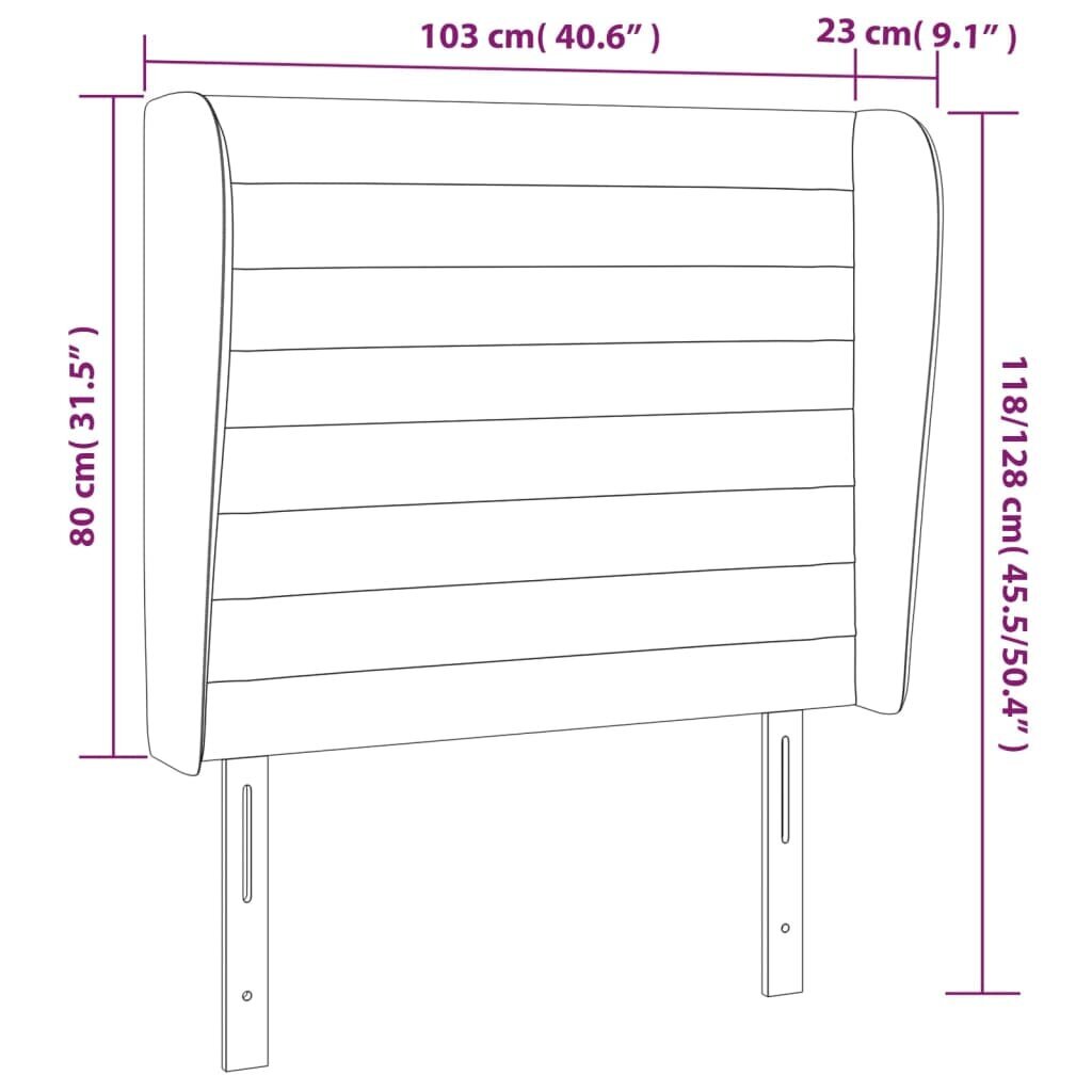 Galvgalis ar malām, 103x23x118/128 cm, melns samts cena un informācija | Gultas | 220.lv