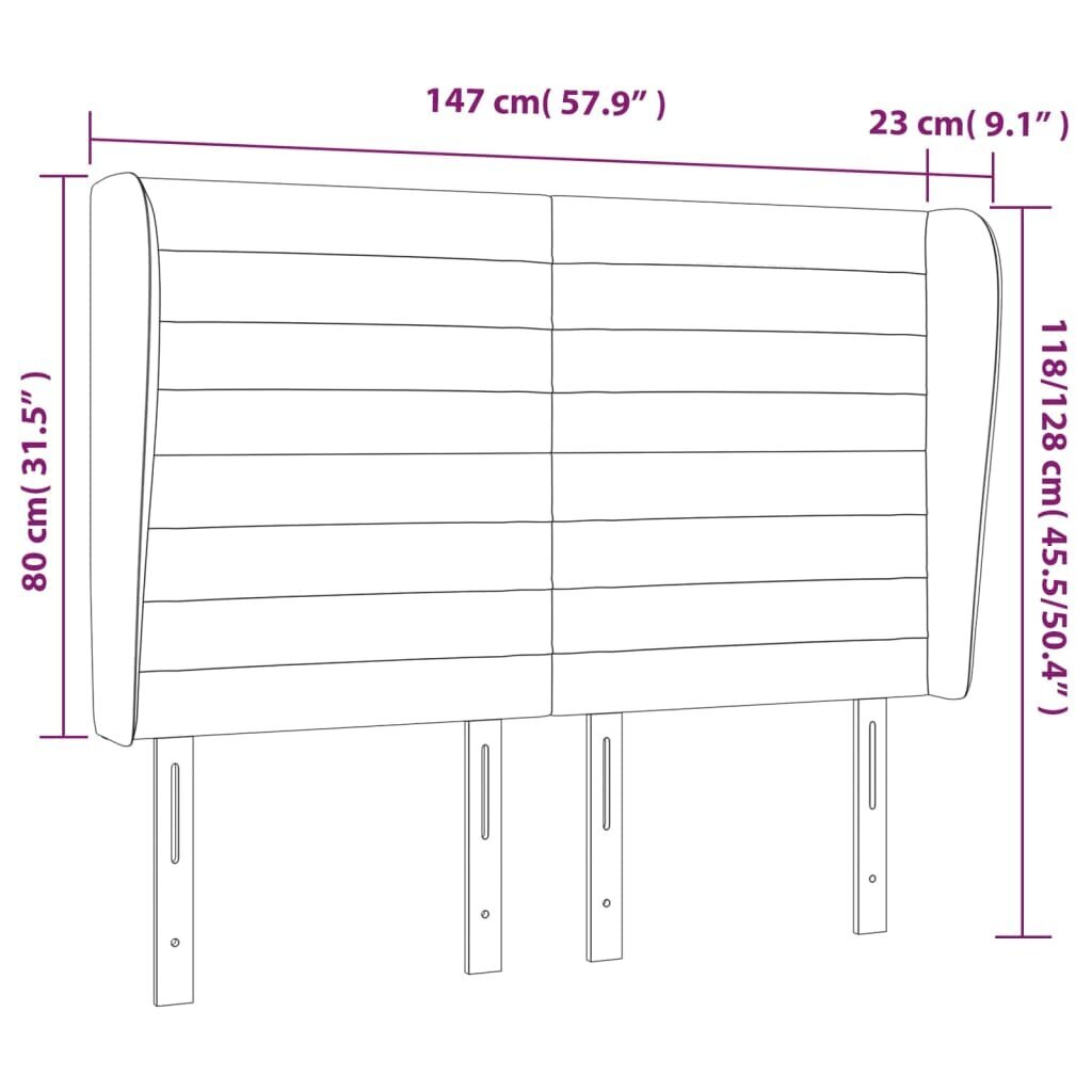 Galvgalis ar malām, 147x23x118/128 cm, tumši zils samts cena un informācija | Gultas | 220.lv