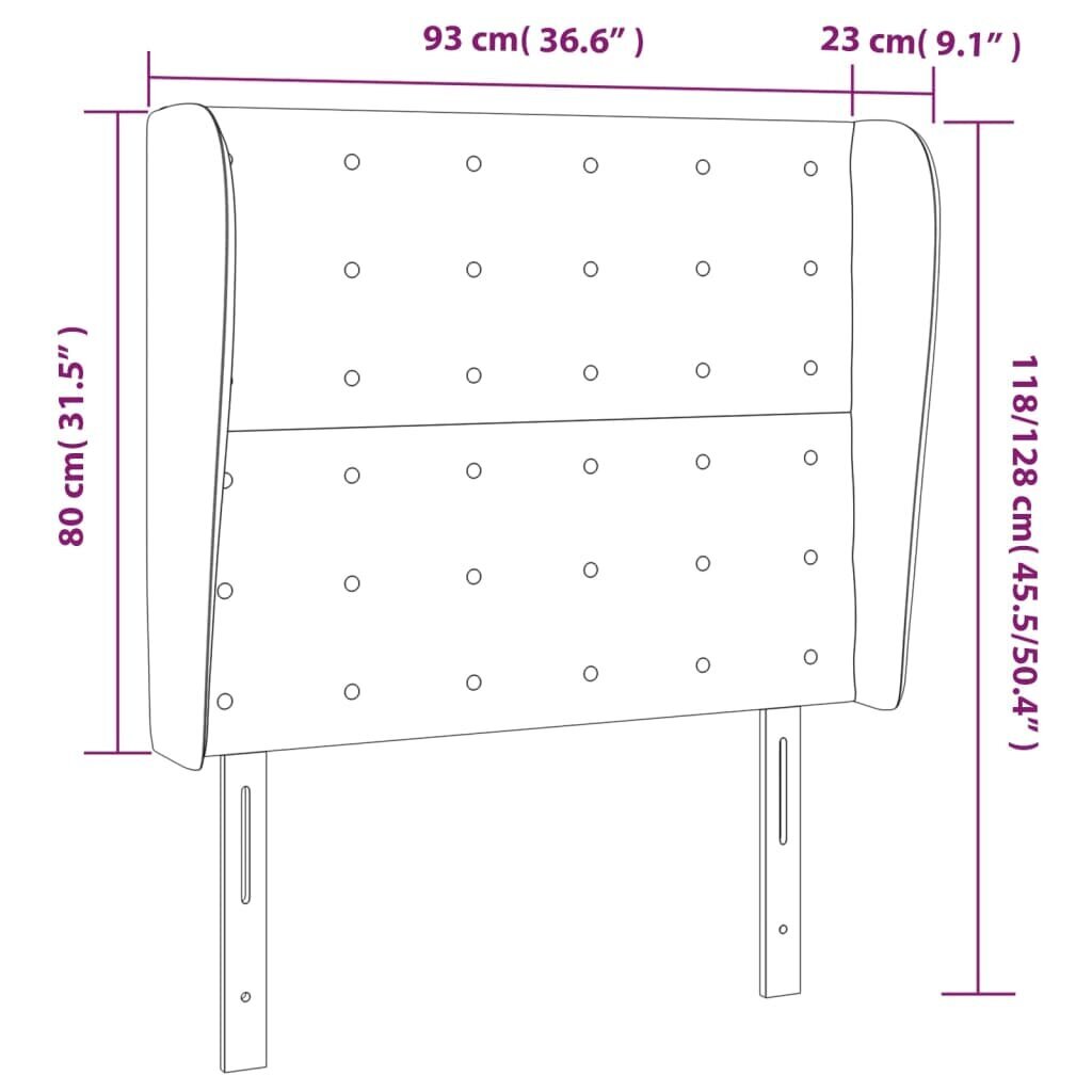 Galvgalis ar malām, 93x23x118/128 cm, zils samts цена и информация | Gultas | 220.lv