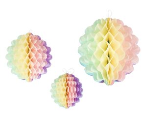 Декорация из бумаги, 3 шт., Honeycomb ball,  multicolour QT-RDMK цена и информация | Праздничные декорации | 220.lv