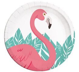 Papīra šķīvji 23 cm, 8gb "Flamingo" 89592 cena un informācija | Vienreizējie trauki | 220.lv