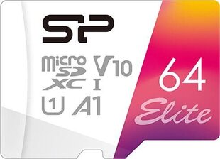 Silicon Power Elite Micro SDXC 64GB UHS-I A1 V10 цена и информация | Карты памяти для фотоаппаратов | 220.lv
