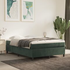 vidaXL atsperu gulta ar matraci, tumši zaļš samts, 140x200 cm cena un informācija | Gultas | 220.lv
