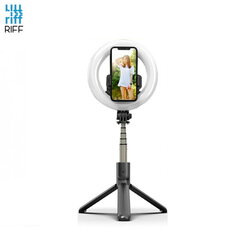 Три в одном: кольцевая лампа, монопод и селфи палка Riff L07 Professional Selfie Stick, черная цена и информация | Моноподы для селфи («Selfie sticks») | 220.lv