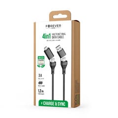 Forever Core 4in1, USB-C/USB-A/Micro USB, 1.2 m cena un informācija | Kabeļi un vadi | 220.lv