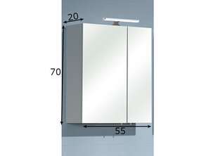 Spoguļstikla skapis ar LED apgaismojumu 354 balta glancēta cena un informācija | Vannas istabas skapīši | 220.lv