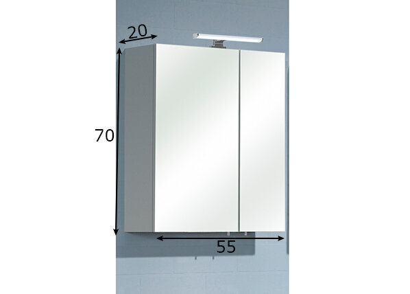 Spoguļstikla skapis ar LED apgaismojumu 354 balta glancēta цена и информация | Vannas istabas skapīši | 220.lv