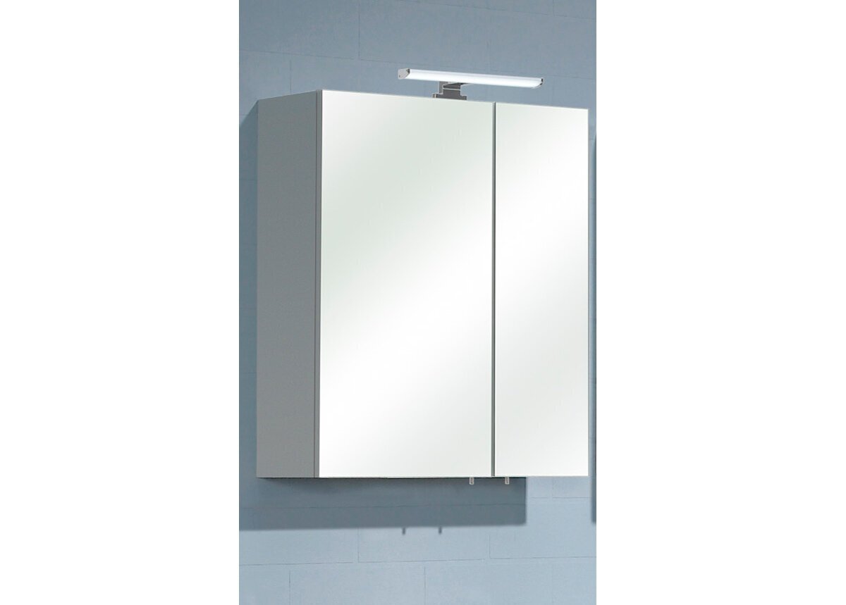 Spoguļstikla skapis ar LED apgaismojumu 354 balta glancēta цена и информация | Vannas istabas skapīši | 220.lv