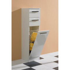 Шкаф в ванную с корзиной для белья 335 белый цена и информация | Шкафчики для ванной | 220.lv