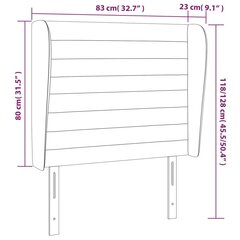 vidaXL galvgalis ar malām, 83x23x118/128 cm, rozā samts цена и информация | Кровати | 220.lv