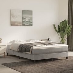 vidaXL atsperu gulta ar matraci, gaiši pelēks samts, 140x190 cm cena un informācija | Gultas | 220.lv