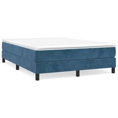 vidaXL atsperu gulta ar matraci, tumši zils samts, 140x200 cm cena un informācija | Gultas | 220.lv