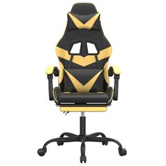 Grozāmais spēļu krēsls ar kāju balstu, melns un zelts, mākslīgā āda цена и информация | Офисные кресла | 220.lv