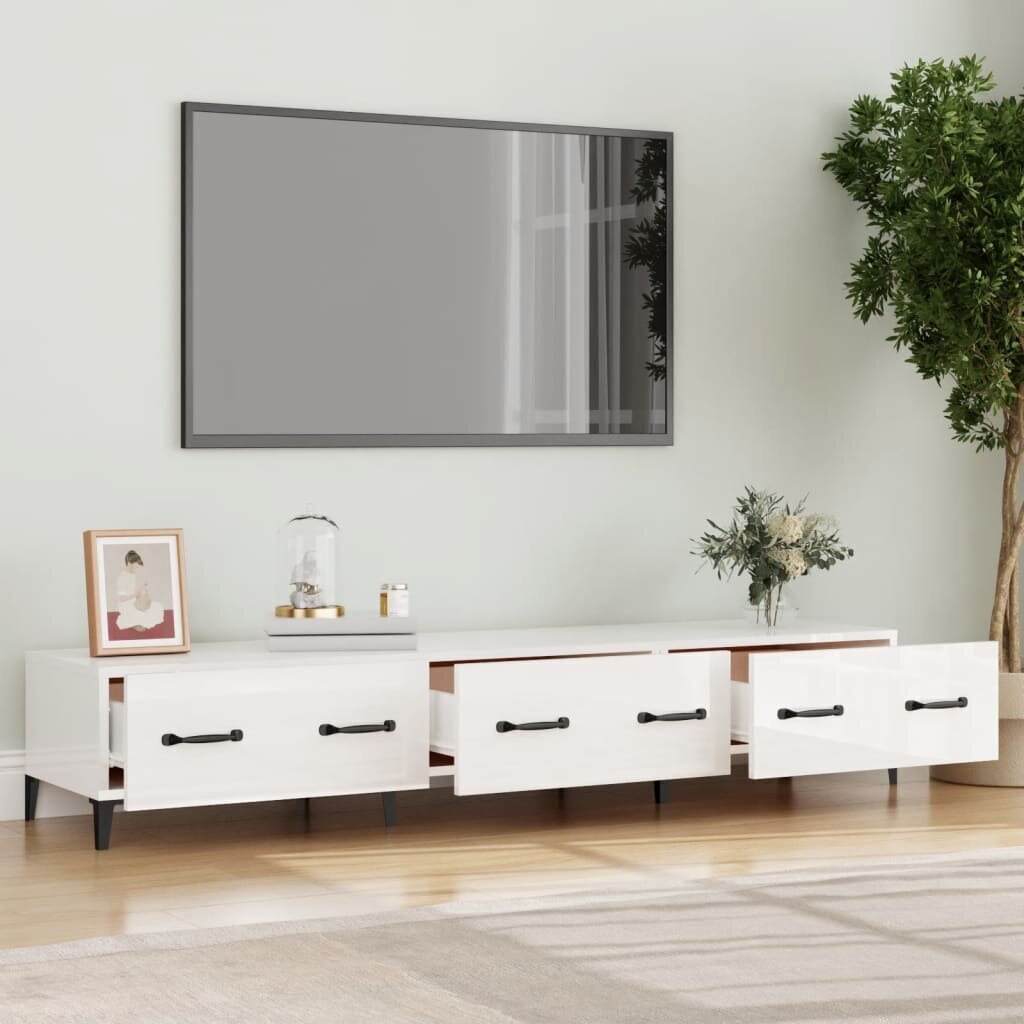 Televizora statīvs, balta, 150x34,5x30cm, koka, spīdīgs cena un informācija | TV galdiņi | 220.lv
