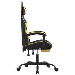 Spēļu krēsls ar kāju balstu, melns un zelts, mākslīgā āda cena un informācija | Biroja krēsli | 220.lv