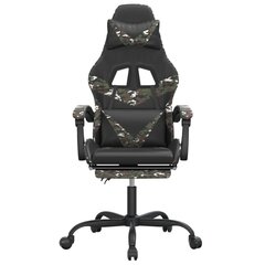 Spēļu krēsls ar kāju balstu, melns un kamuflāžas, mākslīgā āda цена и информация | Офисные кресла | 220.lv