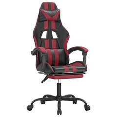 Spēļu krēsls ar kāju balstu, melns un vīna sarkans, mākslīgā āda цена и информация | Офисные кресла | 220.lv