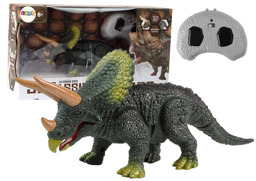 Lean toys Tālvadības pults vadāms dinozaurs triceratops cena un informācija | Rotaļlietas zēniem | 220.lv