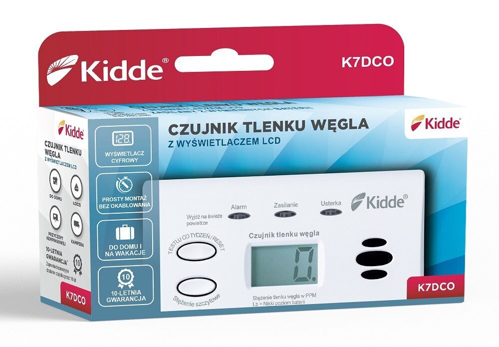 KIDDE Oglekļa monoksīda sensors KIDDE K7DCO цена и информация | Gāzes, dūmu detektori | 220.lv