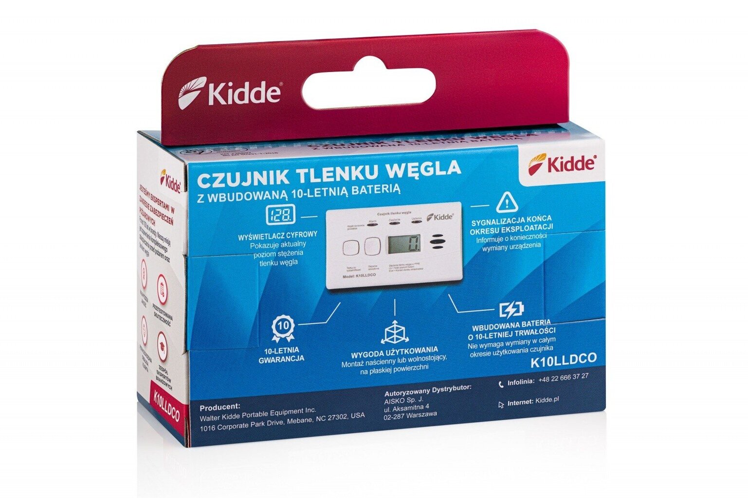 KIDDE Oglekļa monoksīda sensors KIDDE K10LLDCO cena un informācija | Gāzes, dūmu detektori | 220.lv